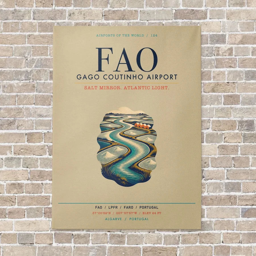 Gago Coutinho Airport Faro FAO vertical canvas print - no frame - beige background