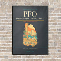 Thumbnail for Paphos International Airport PFO vertical canvas print - framed - gray background