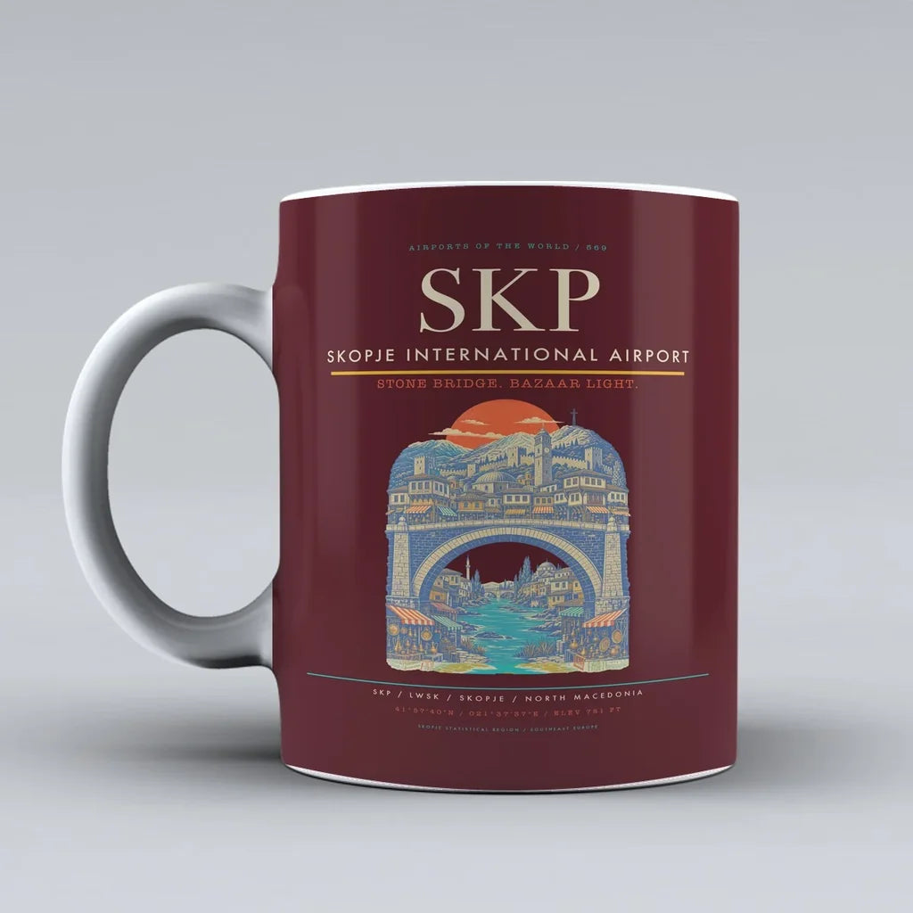 Skopje International Airport SKP Mug - Dark Red