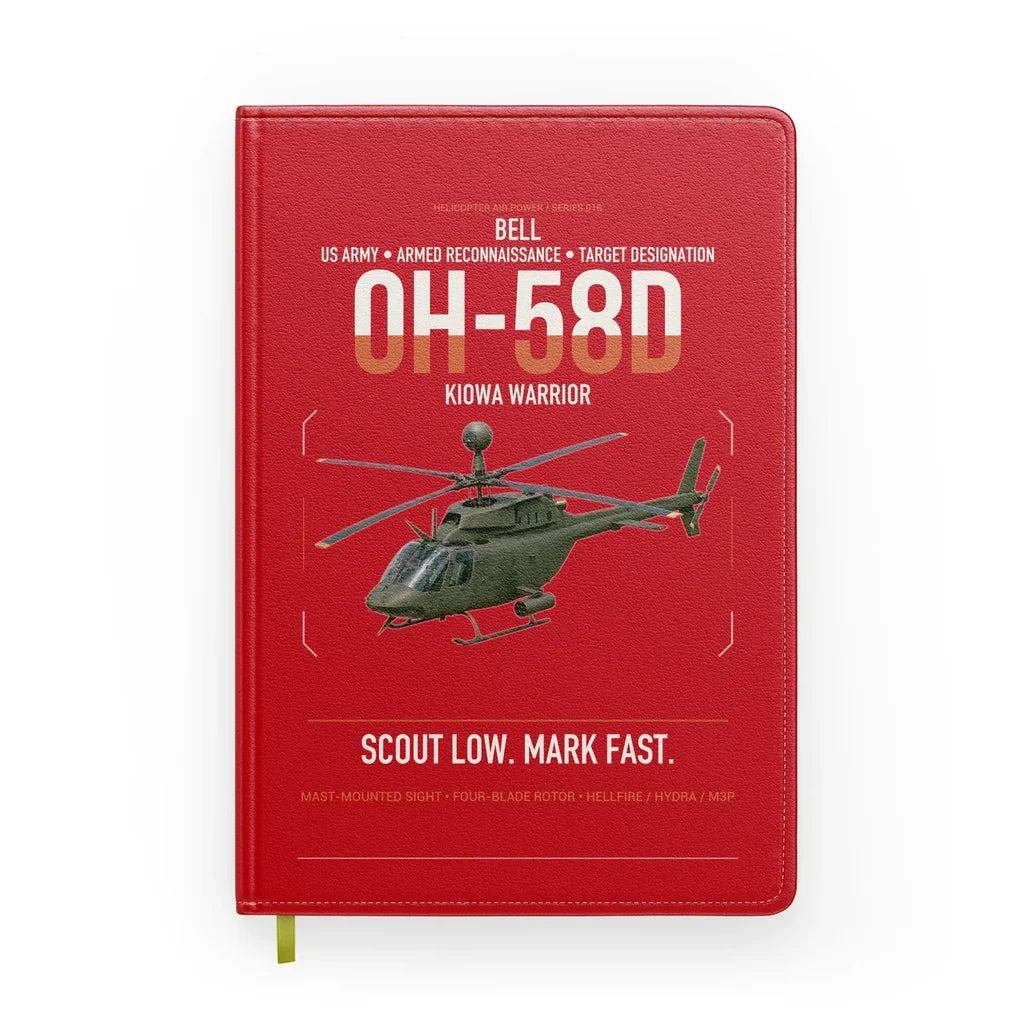 Bell OH-58D Kiowa Warrior design on red notebook