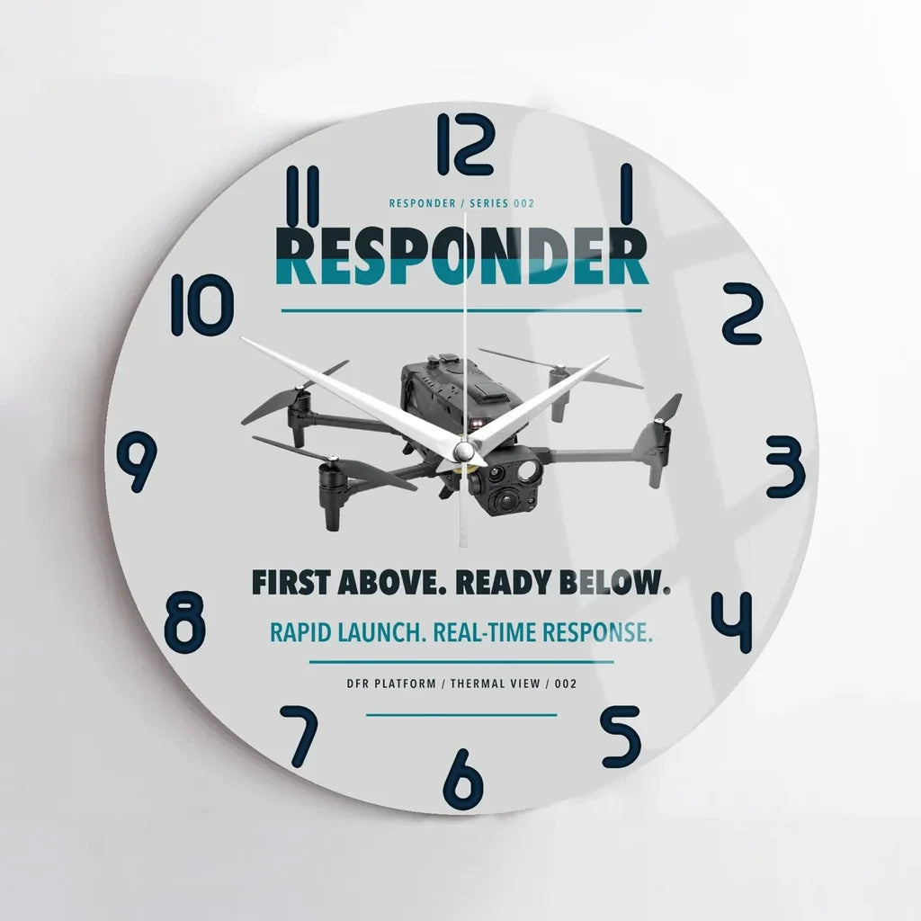 BRINC Responder design on light gray no frame wall clock