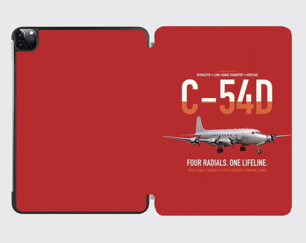 C-54D Skymaster design on red ipad tablet case