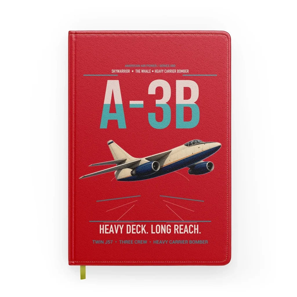 A-3B Skywarrior design on red notebook