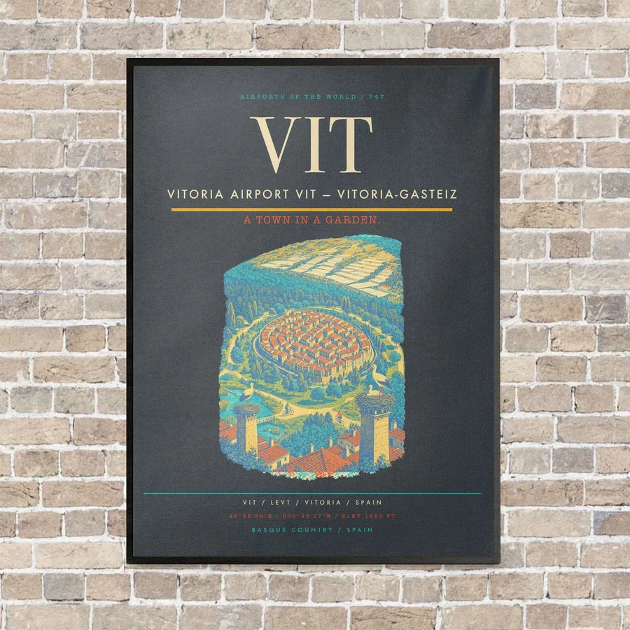 Vitoria Airport VIT — Vitoria-Gasteiz vertical canvas print - framed - gray background