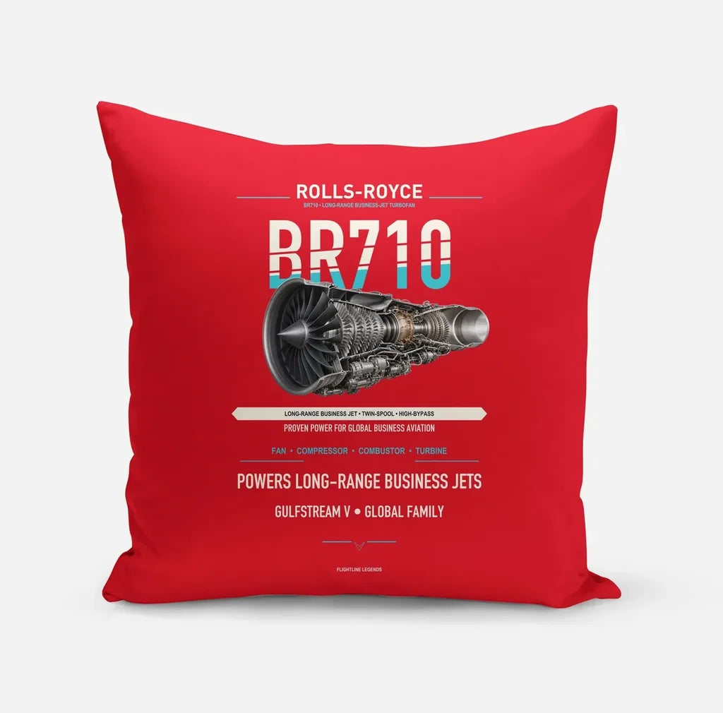 BR710 design on red pillow