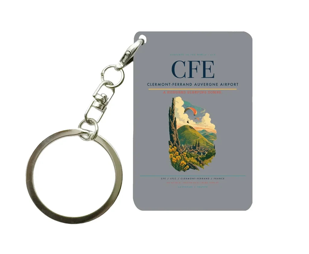 Clermont-Ferrand Auvergne Airport (CFE) design on gray key chain