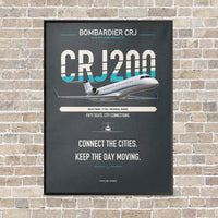 Thumbnail for Bombardier CRJ200 vertical canvas print - framed - gray background