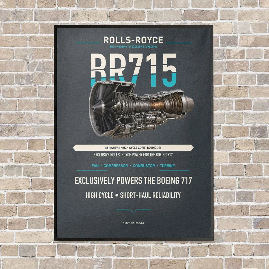 BR715 vertical canvas print - framed - gray background