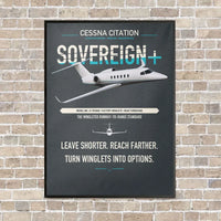 Thumbnail for Cessna Citation Sovereign+ vertical canvas print - framed - gray background