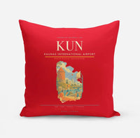 Thumbnail for Kaunas International Airport (KUN) design on red pillow