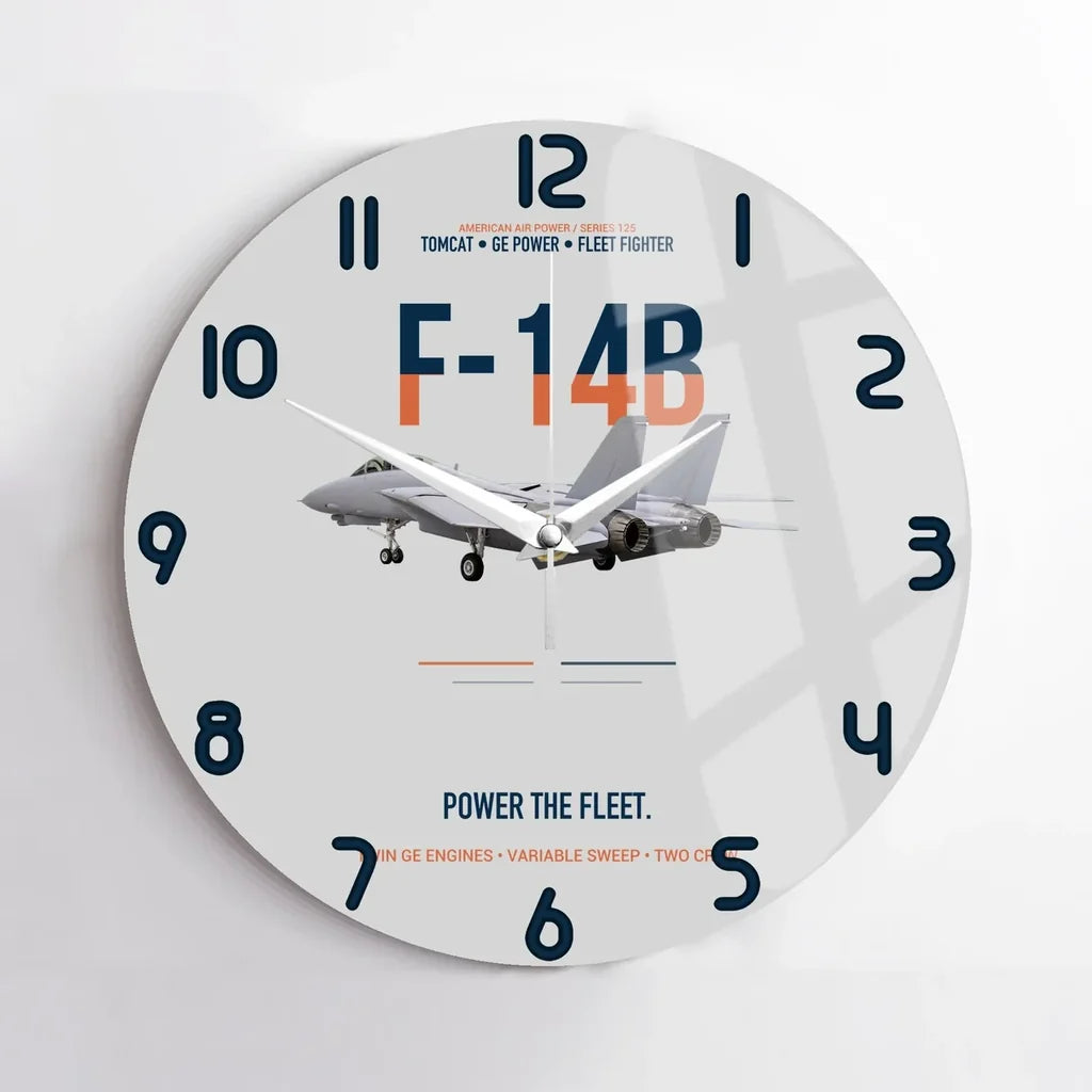 F-14B Tomcat Power The Fleet design on light gray no frame wall clock