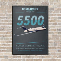 Thumbnail for Bombardier Global 5500 vertical canvas print - framed - gray background