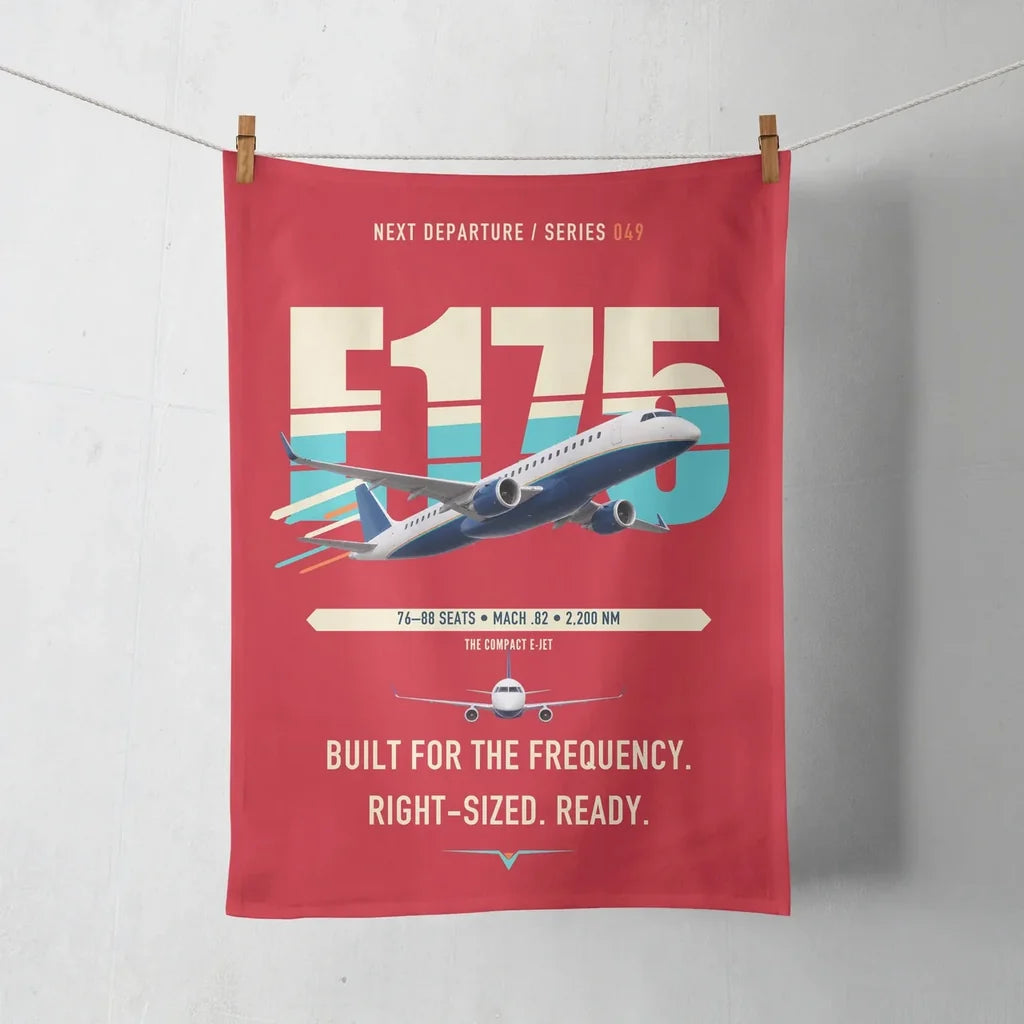 Embraer E175 design on red towel