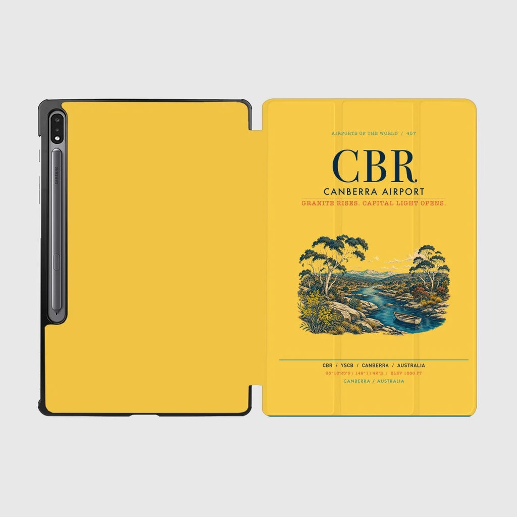 Canberra Airport (CBR) design on yellow samsung tablet tablet case