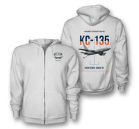 Thumbnail for KC-135 STRATOTANKER design on white premium zipped hoodie, double-side print
