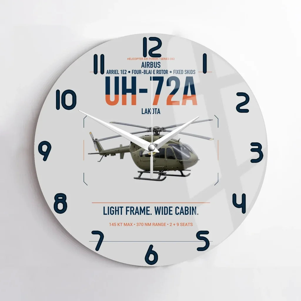 Airbus UH-72A Lakota design on light gray no frame wall clock