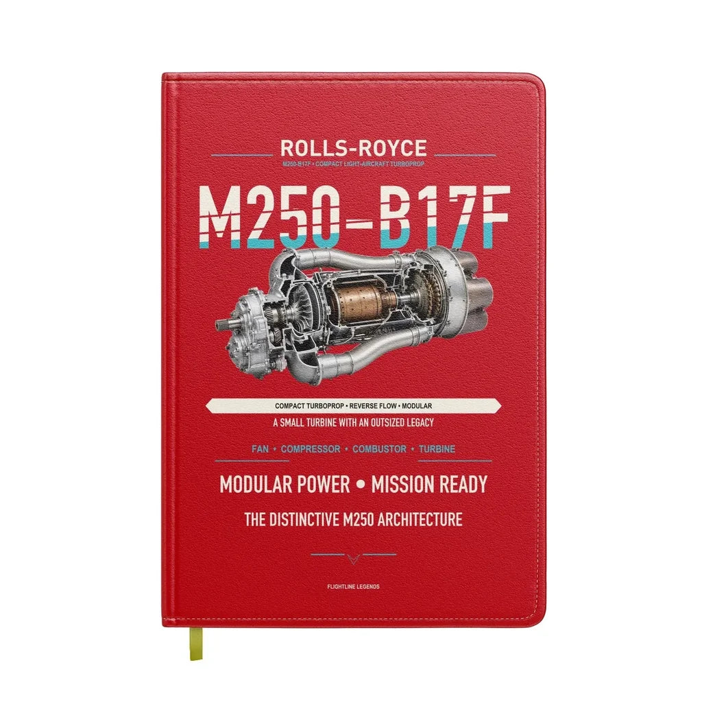 M250-B17F design on red notebook