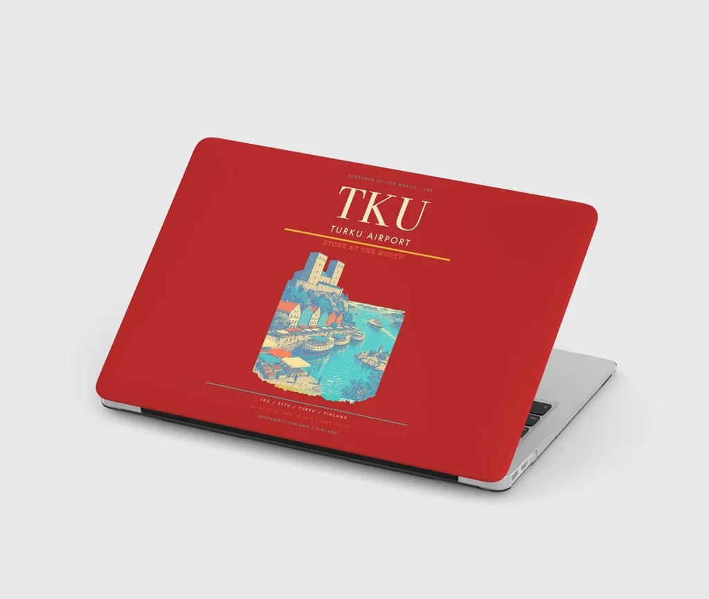 Turku Airport (TKU) design on red MacBook case