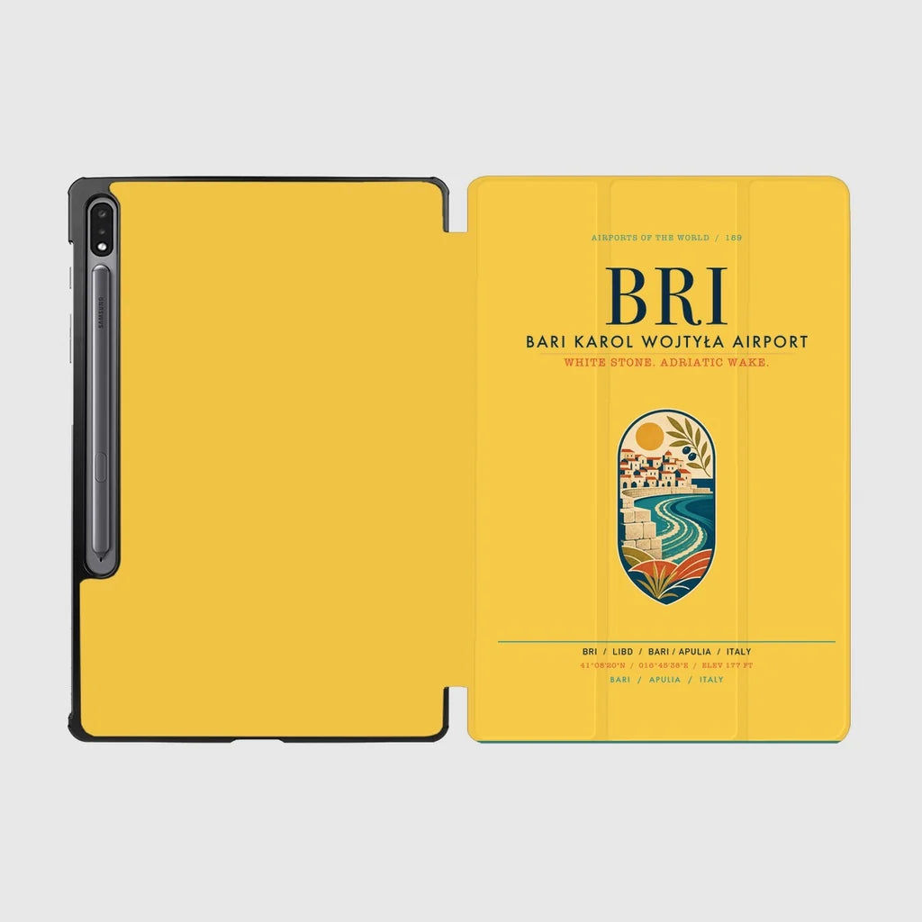 Bari Karol Wojtyła Airport (BRI) design on yellow samsung tablet tablet case