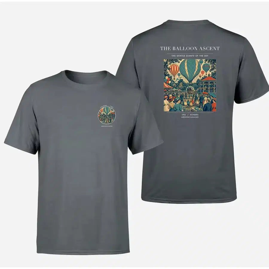 VINTAGE G4011 - The Balloon Ascent - Double-Side T-Shirt design on gray double side t shirt
