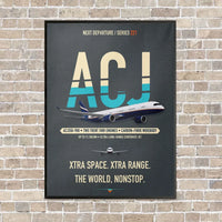 Thumbnail for Airbus ACJ350 / exact ACJ350-900 vertical canvas print - framed - gray background