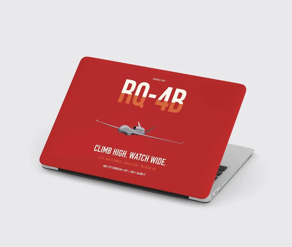RQ-4B Global Hawk design on red MacBook case