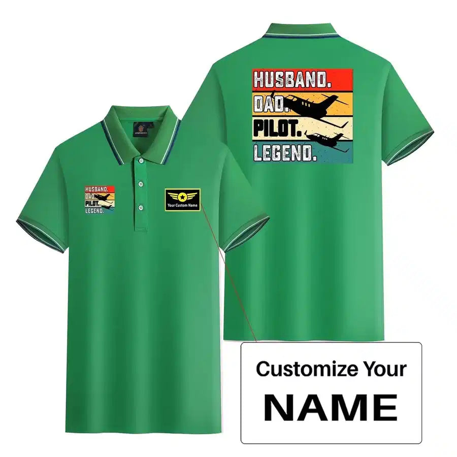 Customisable Husband & Dad & Pilot Polo Shirt - view 7