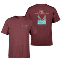 Thumbnail for Palm Beach International Airport (PBI) design printed on dark red double-side t-shirt