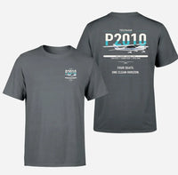Thumbnail for Tecnam P2010 design on gray t-shirt, double-side print