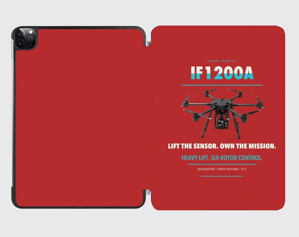 Inspired Flight IF1200A design on red ipad tablet case