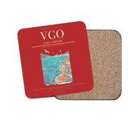 Thumbnail for Vigo Airport (VGO) design on red 1 piece coaster