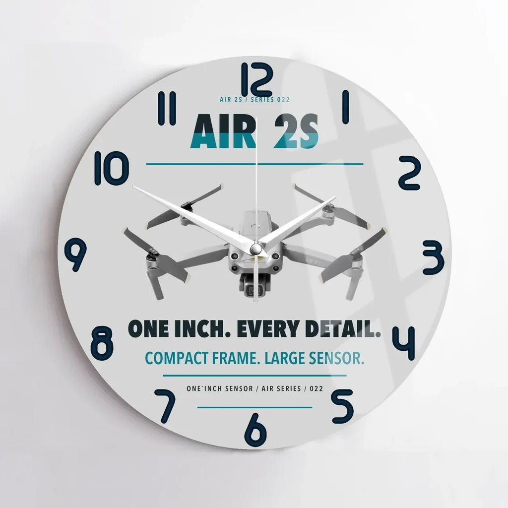 DJI Air 2S design on light gray no frame wall clock