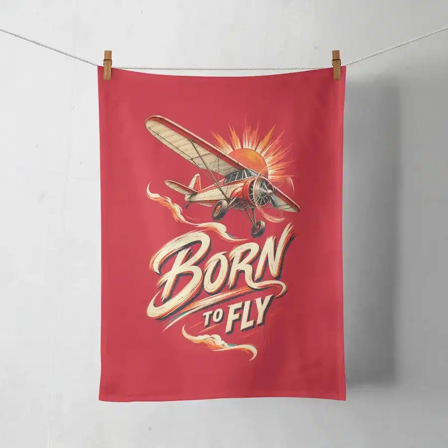 Born To Fly V2 design on red towel