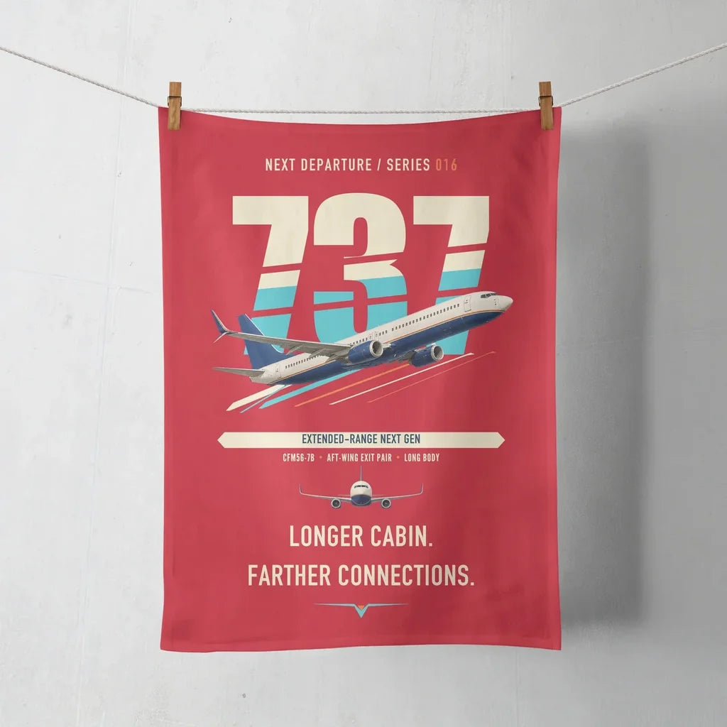 Boeing 737-900ER design on red towel
