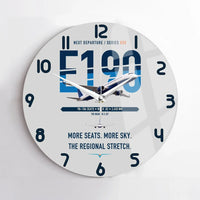 Thumbnail for Embraer E190 design on light gray no frame wall clock