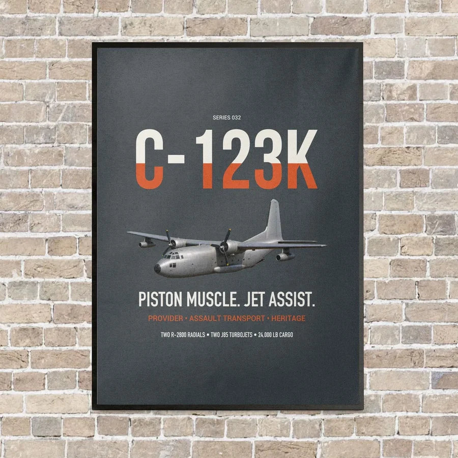 C-123K Provider vertical canvas print - framed - gray background