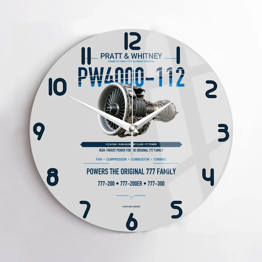 PW4000-112 design on light gray no frame wall clock