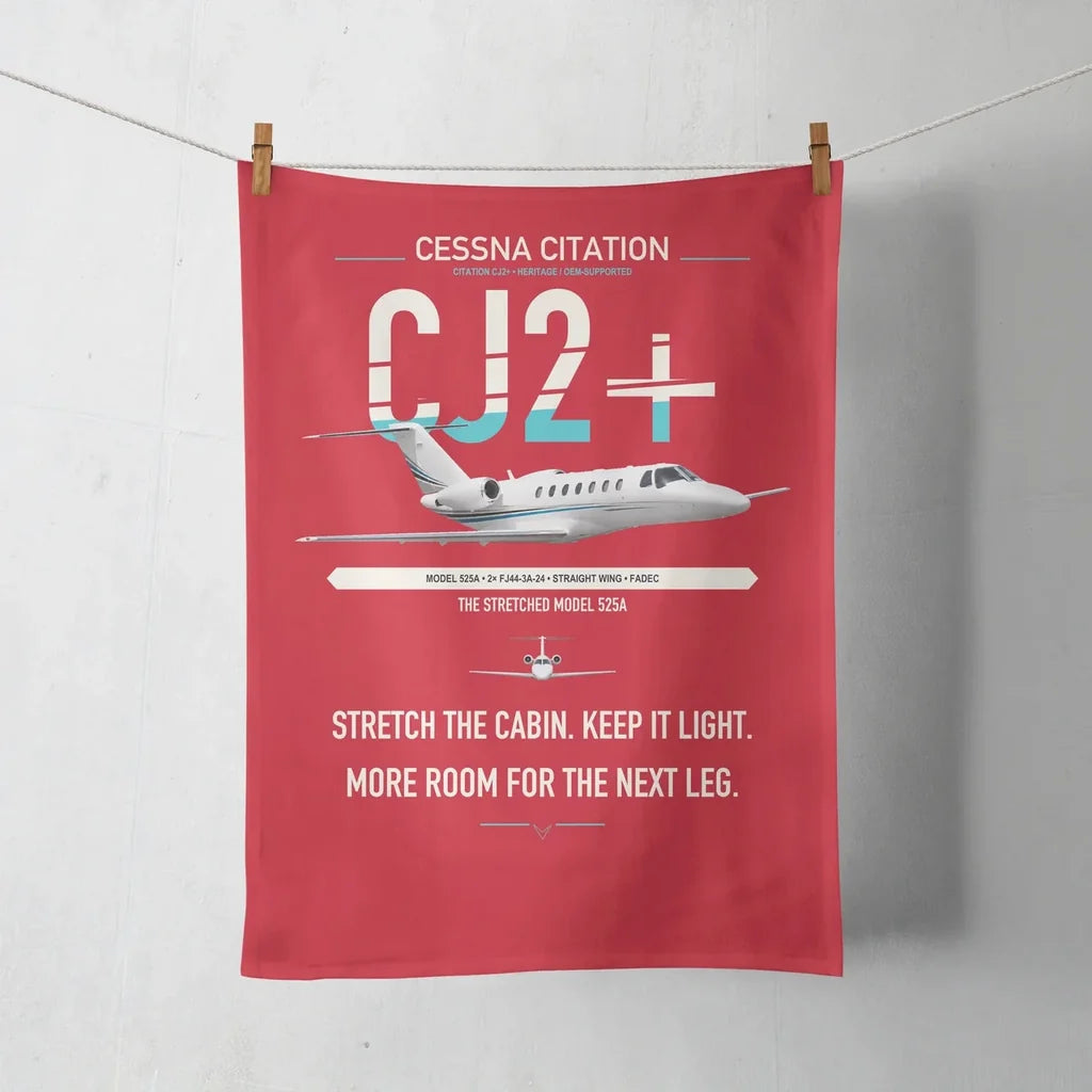 Cessna Citation CJ2+ design on red towel