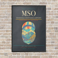 Thumbnail for Missoula Montana Airport MSO vertical canvas print - framed - gray background