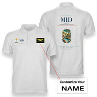 Thumbnail for Merida Airport (MID) design on white double-side polo shirt with custom name badge
