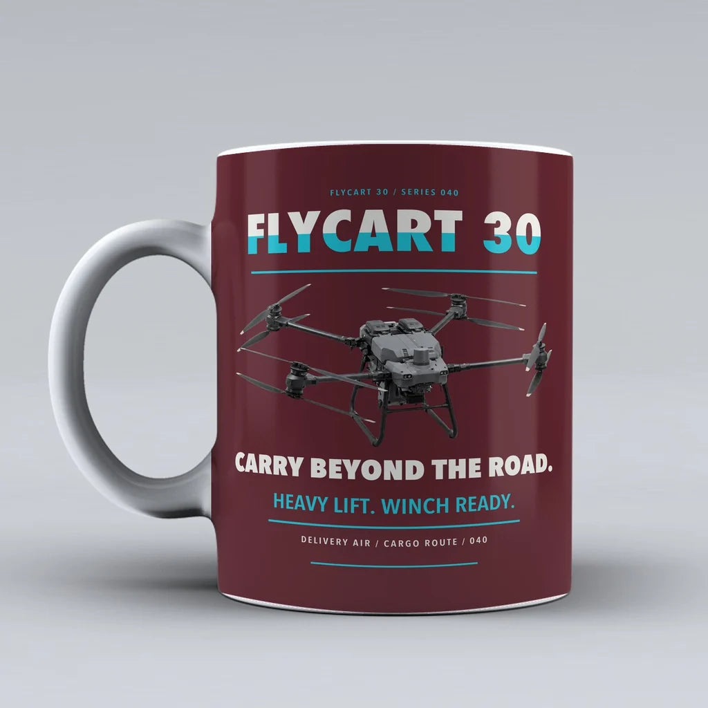 FlyCart 30 Mug design on dark red dji