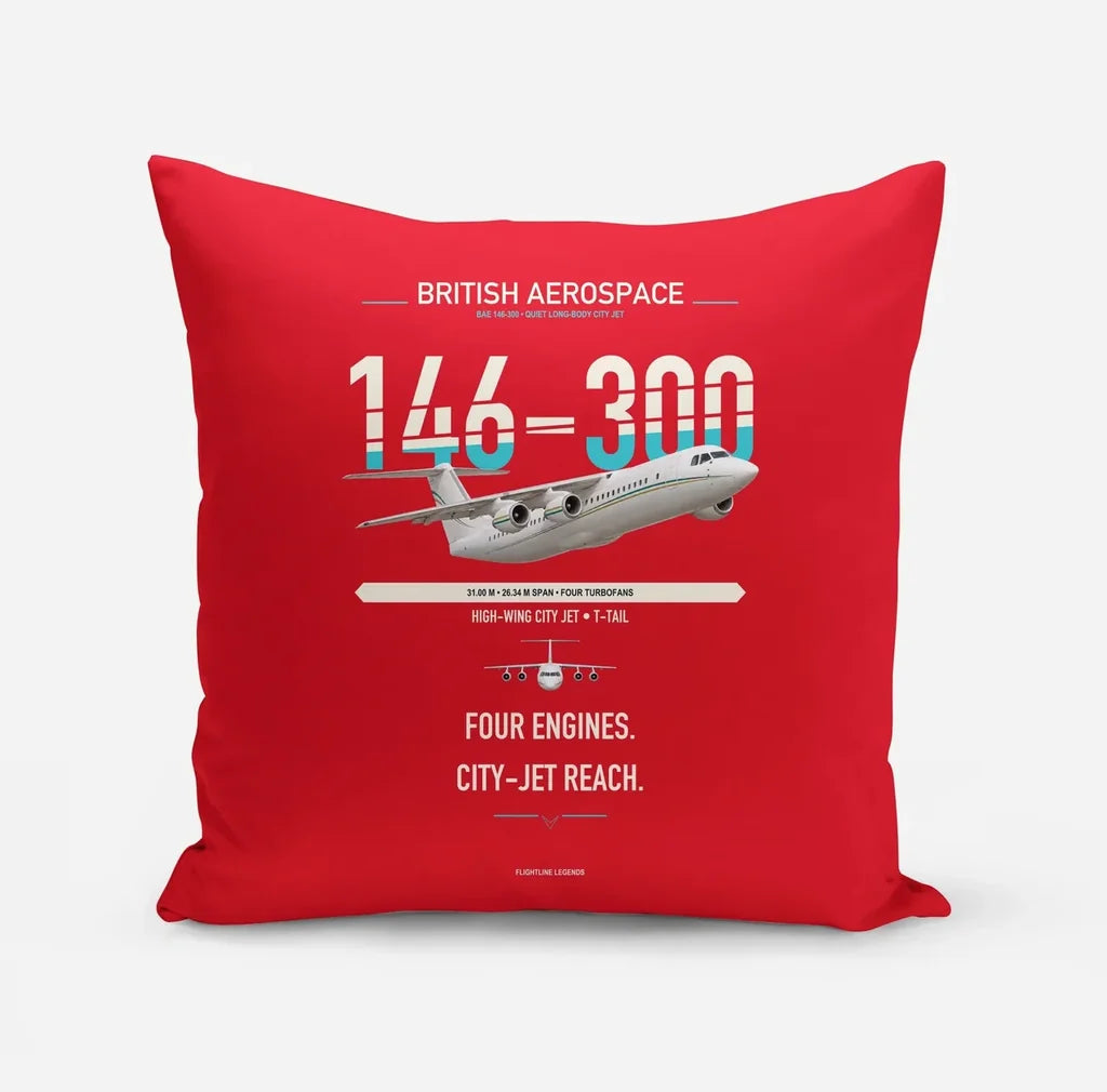 BAe 146-300 design on red pillow