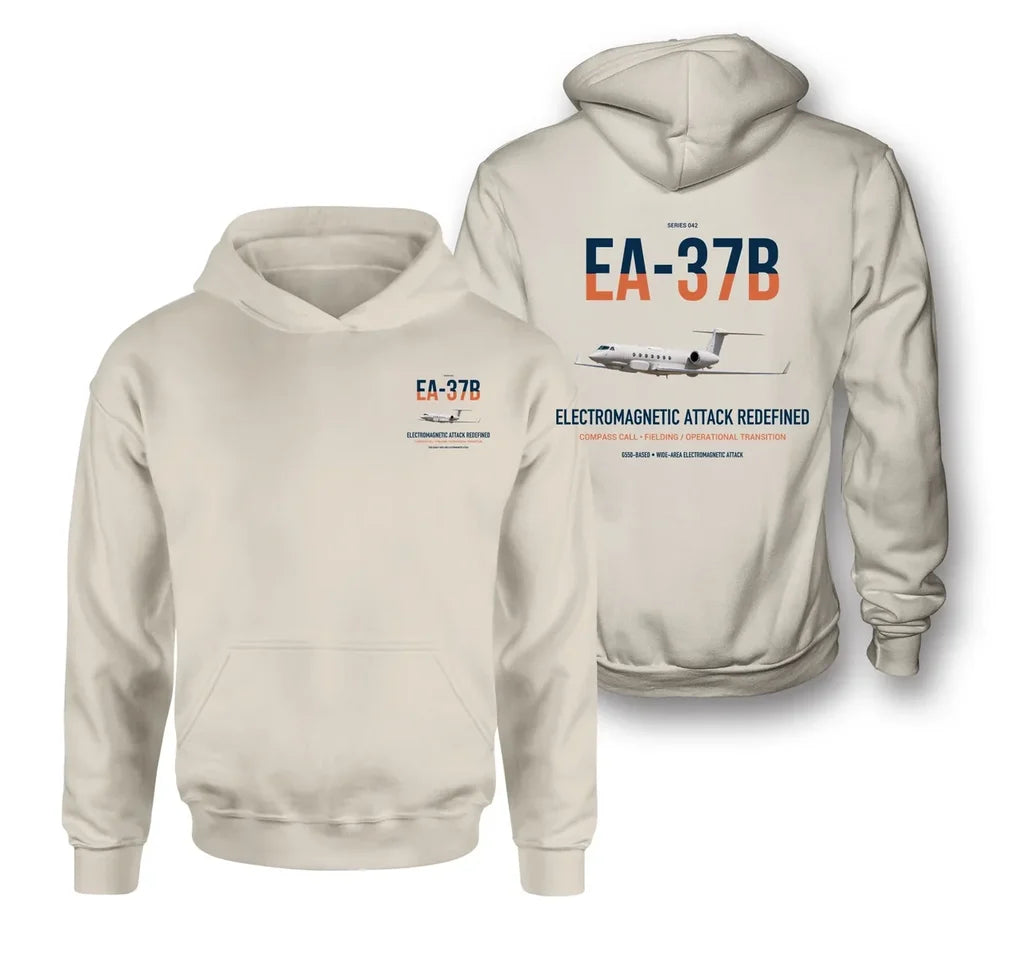 EA-37B Compass Call design on khaki double-side hoodie, double-side print