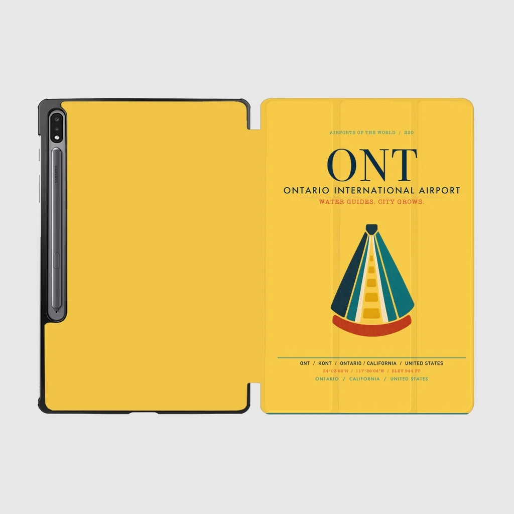 Ontario International Airport (ONT) design on yellow samsung tablet tablet case