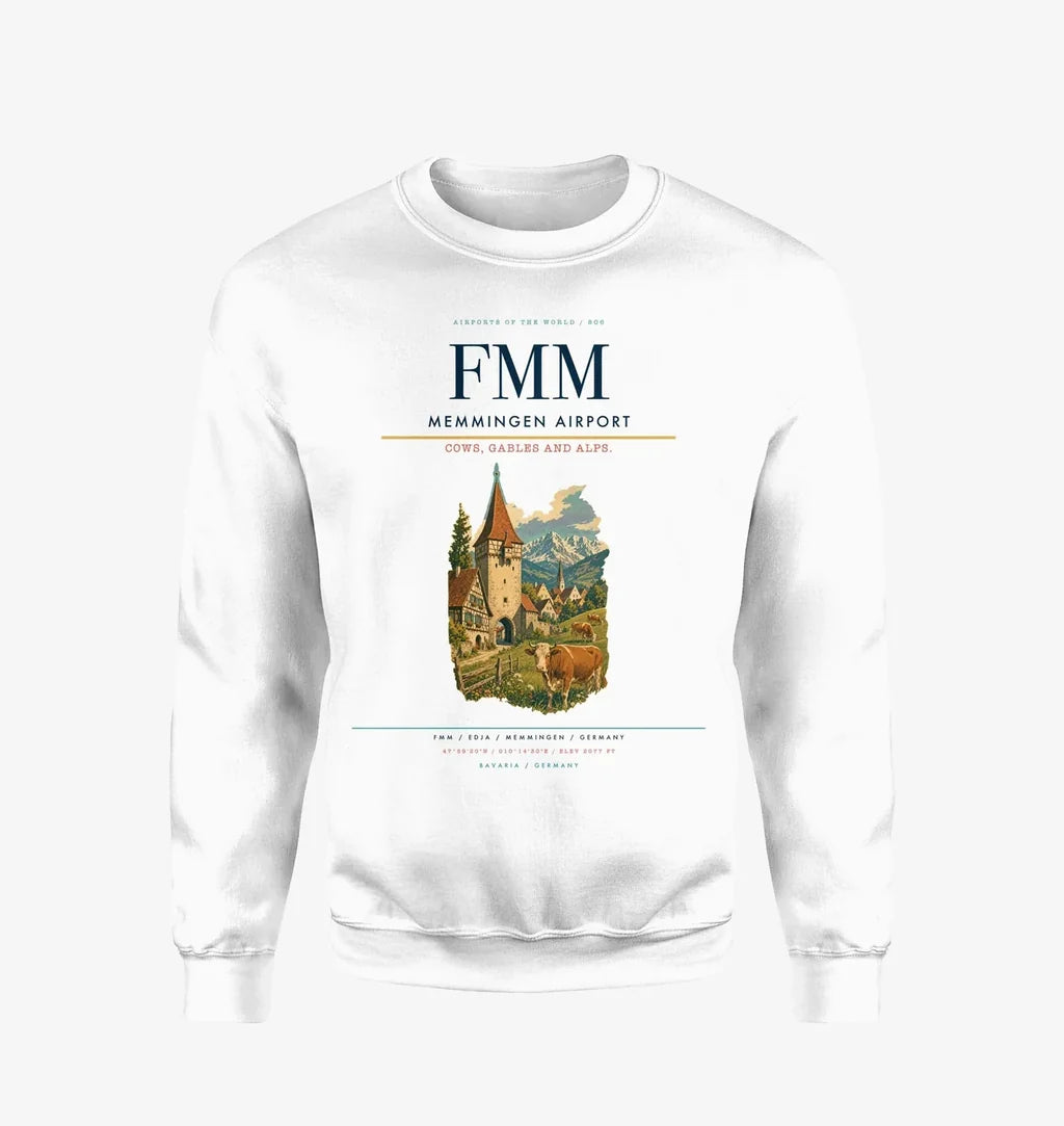 Memmingen Airport (FMM) design on white sweatshirt