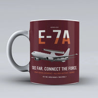Thumbnail for E-7A Wedgetail design on dark red ceramic mug, double-side print