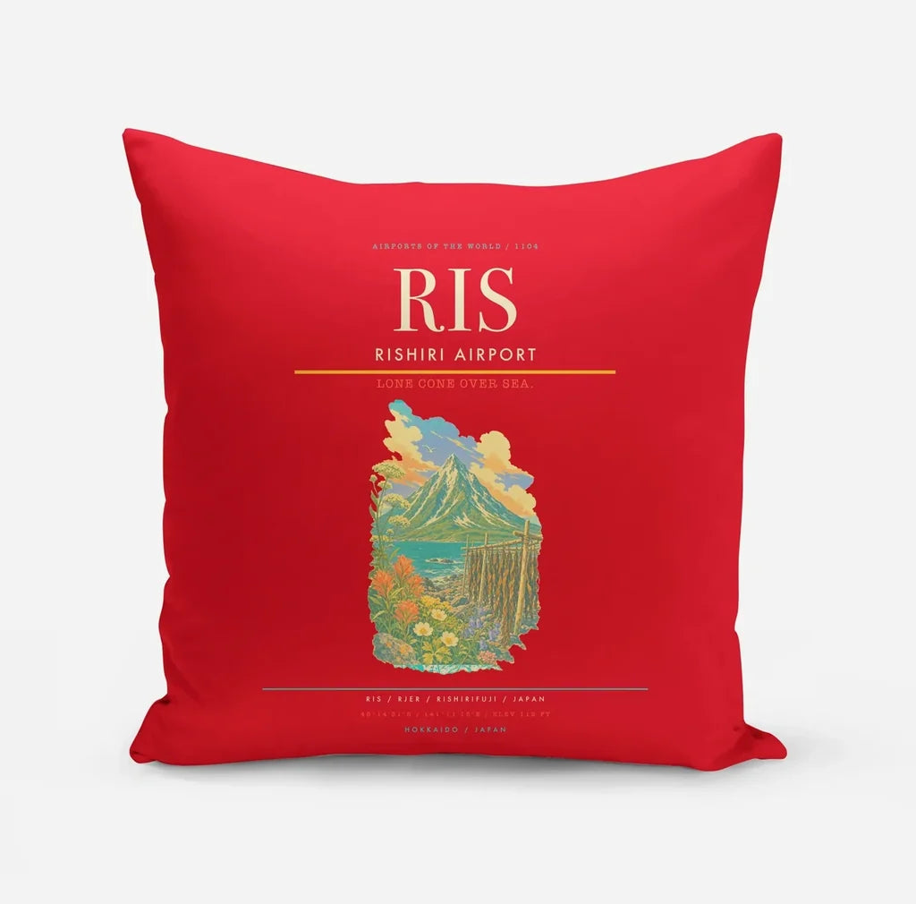 Rishiri Airport (RIS) design on red pillow