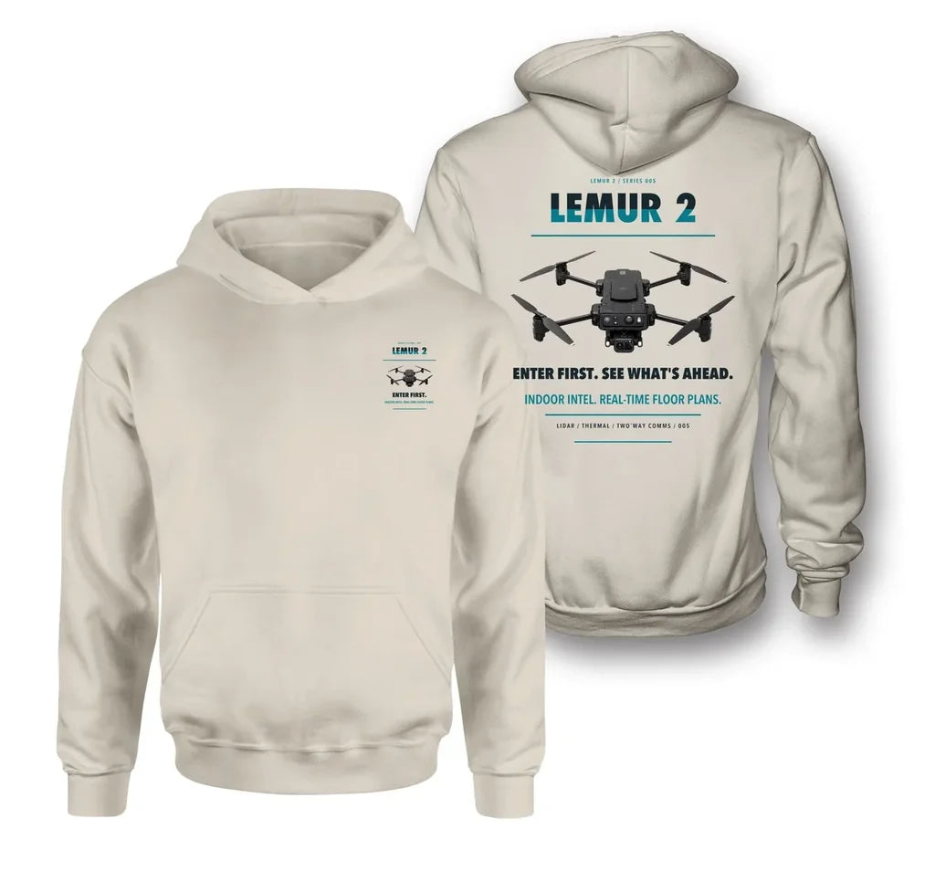 BRINC LEMUR 2 design on khaki hoodie