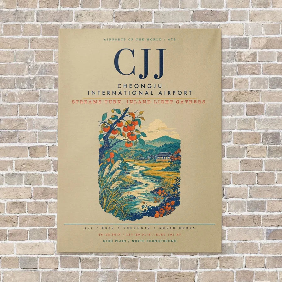 Cheongju International Airport CJJ vertical canvas print - no frame - beige background