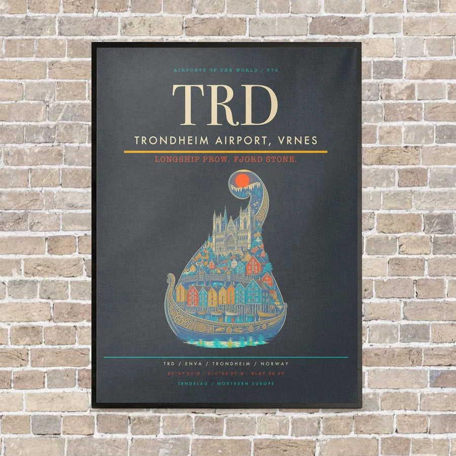 Trondheim Airport, Vrnes TRD - Canvas Framed - Gray
